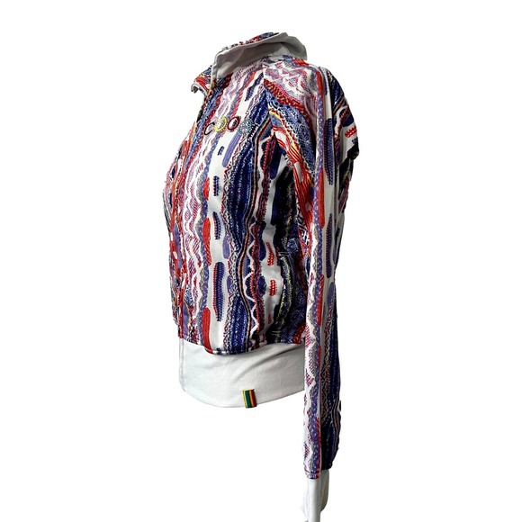 Coogi White & Multicolor Kaleidoscope Abstract Print Zip Front Jacket Small EUC - Picture 7 of 11